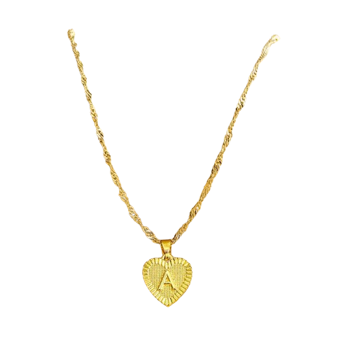 Initial Letter Heart Pendant Necklace