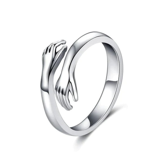 Personality Silver Plated Love Hug Rings